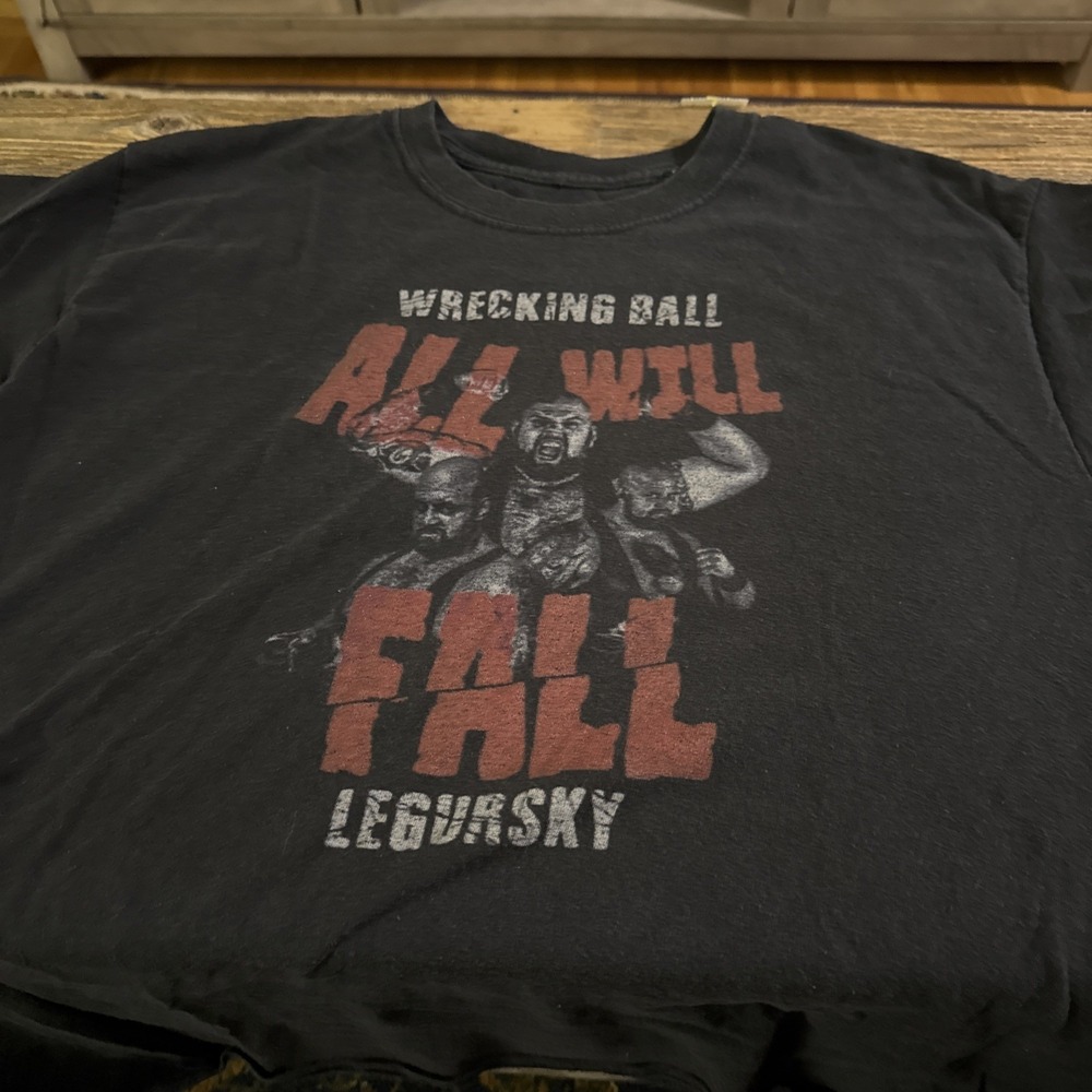 WWF WWE Jimmy Snuka Wrecking Ball Tee Shirt Black Men's Large Short Sleeve